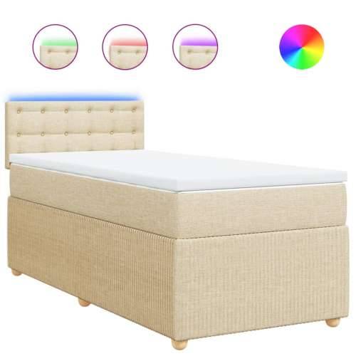 Krevet s oprugama i madracem krem 90 x 200 cm od tkanine - Krema 90 x 200 cm gumbi Cijena