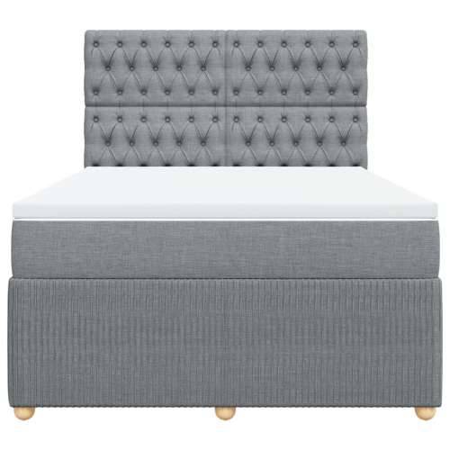 Krevet box spring s madracem svjetlosivi 140x200 cm od tkanine Svjetlosiva 140 x 200 cm Dizajn s gumbima Cijena