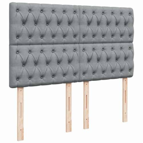 Krevet box spring s madracem svjetlosivi 140x200 cm od tkanine Svjetlosiva 140 x 200 cm Dizajn s gumbima Cijena