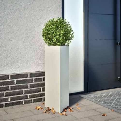 Vrtne sadilice 2 kom bijele trokutaste 30x26x75 cm čelične - Čelik/bijela 30 x 26 x 75 cm 2 Cijena