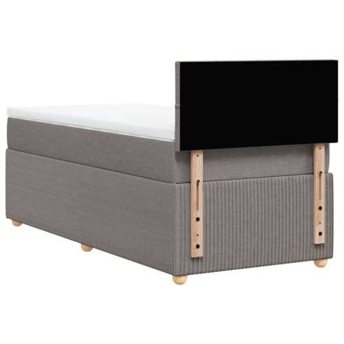 Krevet s oprugama i madracem smeđesivi 100 x 200 cm od tkanine - Sivo-smeđa 100 x 200 cm Blok s kvadratima Cijena