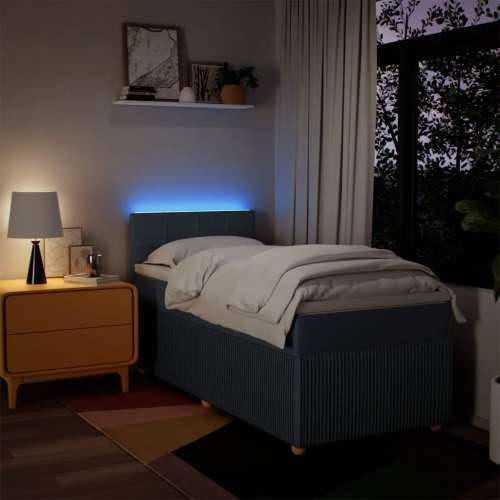 Krevet s oprugama i madracem plavi 100 x 200 cm od tkanine - Plava 100 x 200 cm Blok s kvadratima Cijena