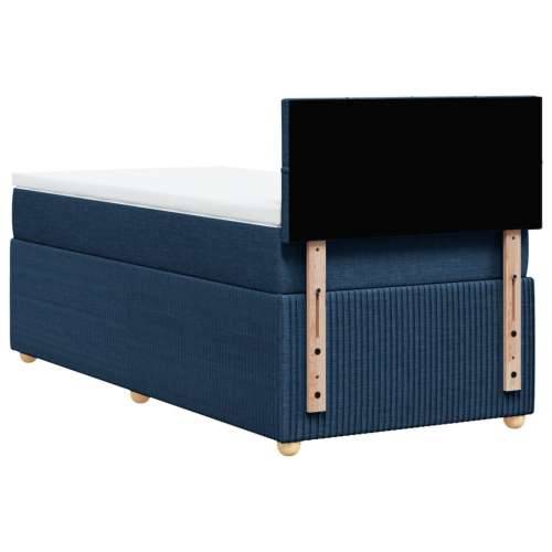 Krevet s oprugama i madracem plavi 100 x 200 cm od tkanine - Plava 100 x 200 cm Blok s kvadratima Cijena