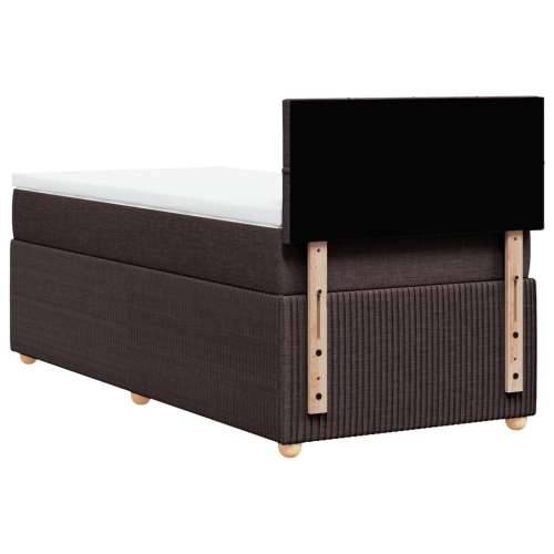 Krevet s oprugama i madracem tamnosmeđi 100 x 200 cm od tkanine - Tamno smeđa 100 x 200 cm Blok s kvadratima Cijena