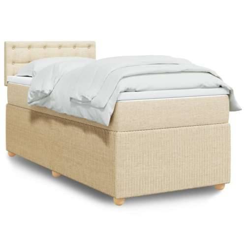 Krevet s oprugama i madracem krem 100 x 200 cm od tkanine - Krema 100 x 200 cm gumbi Cijena