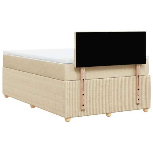 Krevet s oprugama i madracem krem 120 x 200 cm od tkanine - Krema 120 x 200 cm Blok s kvadratima Cijena