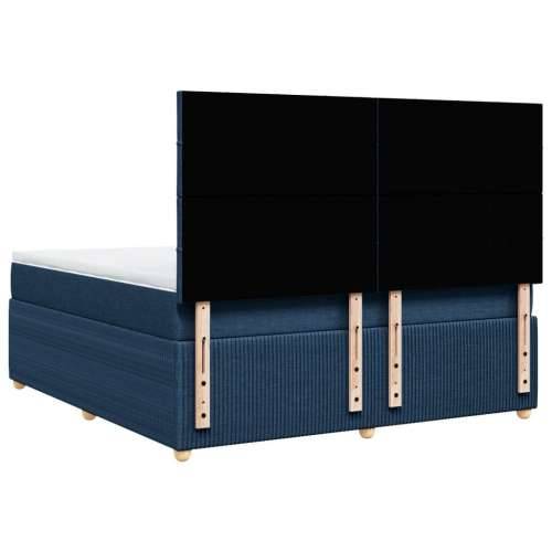 Krevet s oprugama i madracem plavi 180x200 cm od tkanine - Plava 180 x 200 cm Blok s kvadratima Cijena