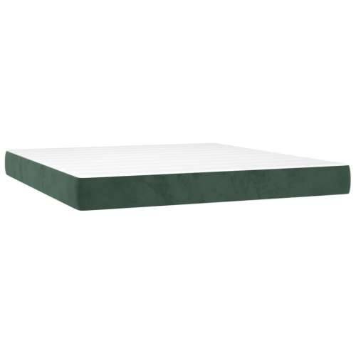 Krevet s oprugama i madracem tamnozeleni 180x200 cm baršunasti - Tamnozelena 180 x 200 cm Okomite pruge Cijena
