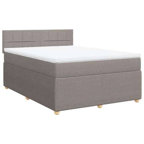 Krevet s oprugama i madracem smeđesivi 140 x 190 cm od tkanine - Sivo-smeđa 140 x 190 cm Blok s kvadratima Cijena