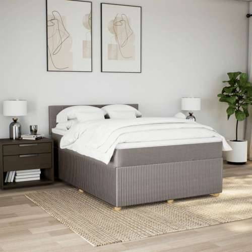 Krevet s oprugama i madracem smeđesivi 140 x 190 cm od tkanine - Sivo-smeđa 140 x 190 cm Blok s kvadratima Cijena