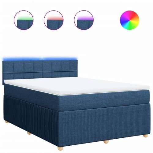 Krevet s oprugama i madracem plavi 140 x 190 cm od tkanine - Plava 140 x 190 cm Blok s kvadratima Cijena