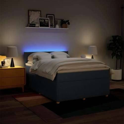 Krevet s oprugama i madracem plavi 140 x 190 cm od tkanine - Plava 140 x 190 cm Blok s kvadratima Cijena