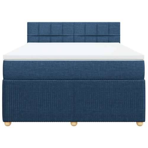 Krevet s oprugama i madracem plavi 140 x 190 cm od tkanine - Plava 140 x 190 cm Blok s kvadratima Cijena