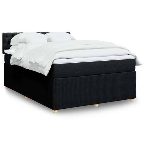 Krevet s oprugama i madracem crni 140 x 190 cm od tkanine Crna 140 x 190 cm Dizajn s gumbima Cijena