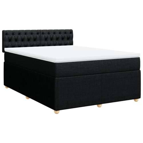Krevet s oprugama i madracem crni 140 x 190 cm od tkanine Crna 140 x 190 cm Dizajn s gumbima Cijena