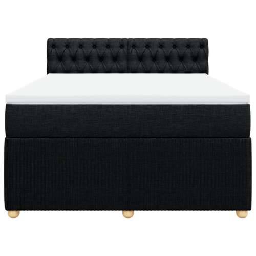 Krevet s oprugama i madracem crni 140 x 190 cm od tkanine Crna 140 x 190 cm Dizajn s gumbima Cijena