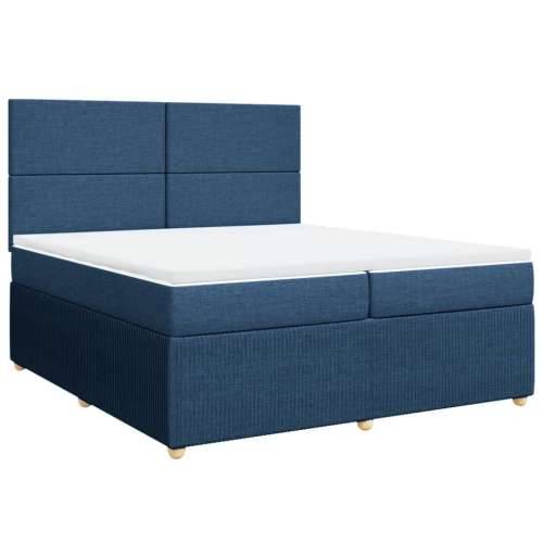 Krevet s oprugama i madracem plavi 200 x 200 cm od tkanine - Plava 200 x 200 cm Gladak dizajn Cijena