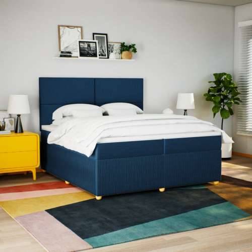 Krevet s oprugama i madracem plavi 200 x 200 cm od tkanine - Plava 200 x 200 cm Gladak dizajn Cijena