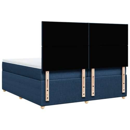 Krevet s oprugama i madracem plavi 200 x 200 cm od tkanine - Plava 200 x 200 cm Gladak dizajn Cijena