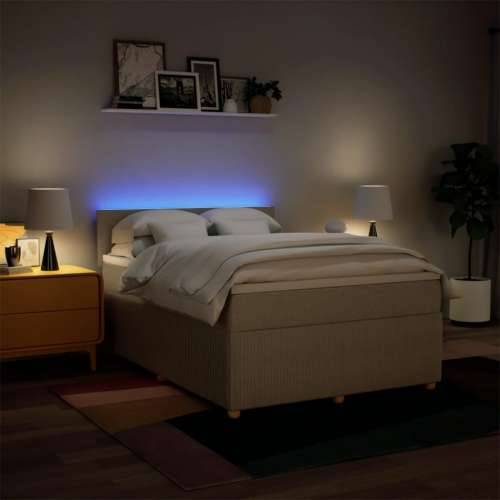 Krevet s oprugama i madracem krem 140 x 190 cm od tkanine - Krema 140 x 190 cm Blok s kvadratima Cijena