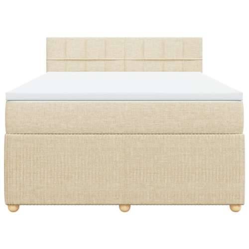 Krevet s oprugama i madracem krem 140 x 190 cm od tkanine - Krema 140 x 190 cm Blok s kvadratima Cijena