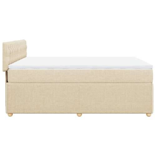 Krevet s oprugama i madracem krem 140 x 190 cm od tkanine - Krema 140 x 190 cm Dizajn s gumbima Cijena