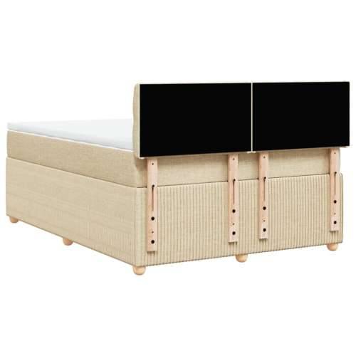 Krevet s oprugama i madracem krem 140 x 190 cm od tkanine - Krema 140 x 190 cm Dizajn s gumbima Cijena