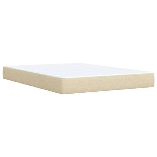 Krevet s oprugama i madracem krem 140 x 190 cm od tkanine - Krema 140 x 190 cm Dizajn s gumbima Cijena