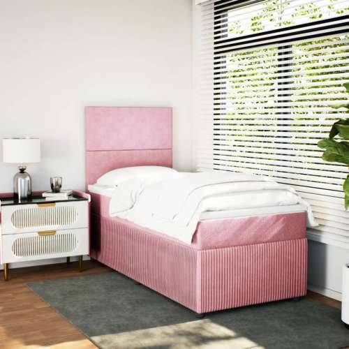 Box spring krevet s madracem ružičasti 90x190 cm baršunasti - Ružičasta 90 x 190 cm Gladak dizajn Cijena