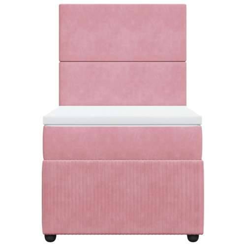 Box spring krevet s madracem ružičasti 90x190 cm baršunasti - Ružičasta 90 x 190 cm Gladak dizajn Cijena