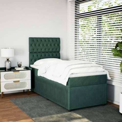 Box spring krevet s madracem tamnozeleni 90x200 cm baršunasti Tamnozelena 90 x 200 cm Dizajn s gumbima Cijena