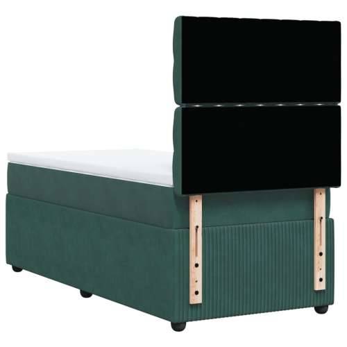 Box spring krevet s madracem tamnozeleni 90x200 cm baršunasti Tamnozelena 90 x 200 cm Dizajn s gumbima Cijena