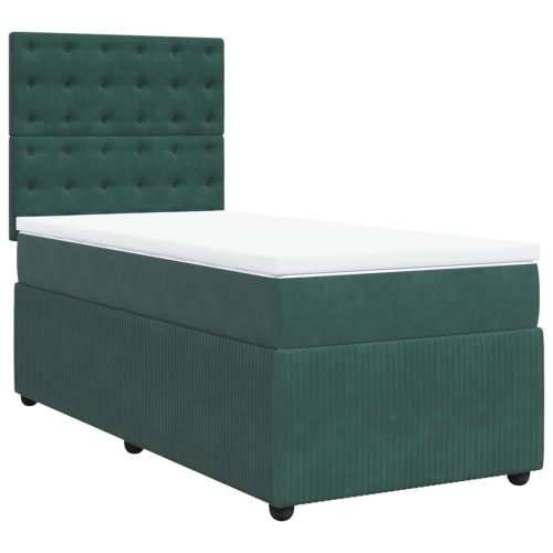 Box spring krevet s madracem tamnozeleni 90x200 cm baršunasti - Tamnozelena 90 x 200 cm gumbi Cijena