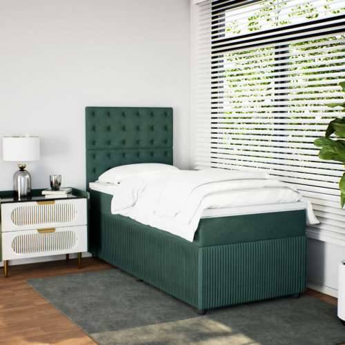 Box spring krevet s madracem tamnozeleni 90x200 cm baršunasti - Tamnozelena 90 x 200 cm gumbi Cijena