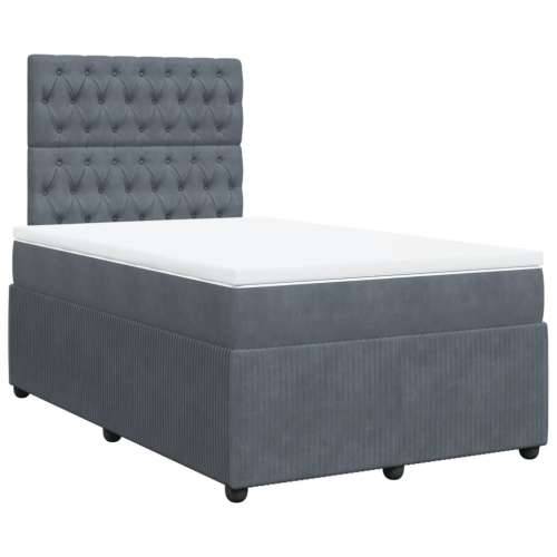 Krevet box spring s madracem tamnosivi 120 x 190 cm baršun - Tamno siva 120 x 190 cm Dizajn s gumbima Cijena
