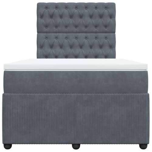 Krevet box spring s madracem tamnosivi 120 x 190 cm baršun - Tamno siva 120 x 190 cm Dizajn s gumbima Cijena