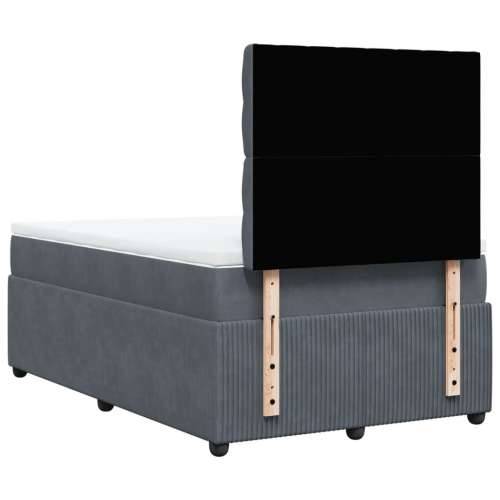 Krevet box spring s madracem tamnosivi 120 x 190 cm baršun - Tamno siva 120 x 190 cm Dizajn s gumbima Cijena