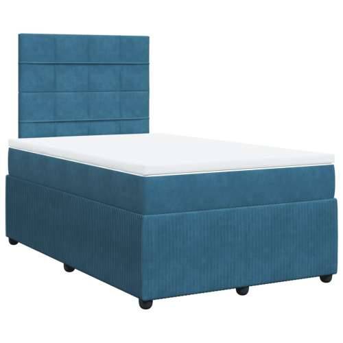 Box spring krevet s madracem tamnoplavi 120 x 200 cm baršunasti - Plava 120 x 200 cm Blok s kvadratima Cijena