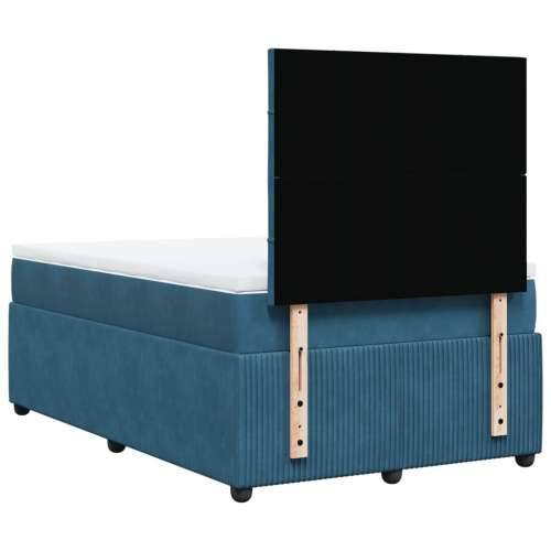 Box spring krevet s madracem tamnoplavi 120 x 200 cm baršunasti - Plava 120 x 200 cm Blok s kvadratima Cijena