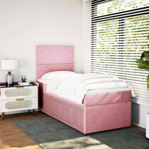 Box spring krevet s madracem ružičasti 90x200 cm baršunasti Ružičasta 90 x 200 cm Gladak dizajn Cijena