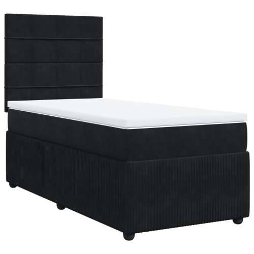 Box spring krevet s madracem crni 90x200 cm baršunasti - Crna 90 x 200 cm Blok s kvadratima Cijena