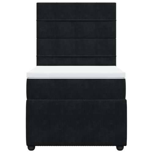 Box spring krevet s madracem crni 90x200 cm baršunasti - Crna 90 x 200 cm Blok s kvadratima Cijena