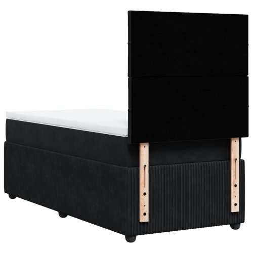Box spring krevet s madracem crni 90x200 cm baršunasti - Crna 90 x 200 cm Blok s kvadratima Cijena