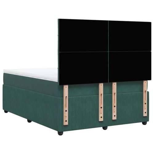 Krevet s oprugama i madracem tamnozeleni 140x200 cm baršunasti - Tamnozelena 140 x 200 cm Blok s kvadratima Cijena