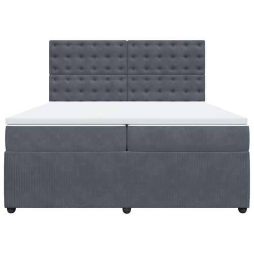 Krevet s oprugama i madracem tamnosivi 200x200 cm baršunasti - Tamno siva 200 x 200 cm gumbi Cijena