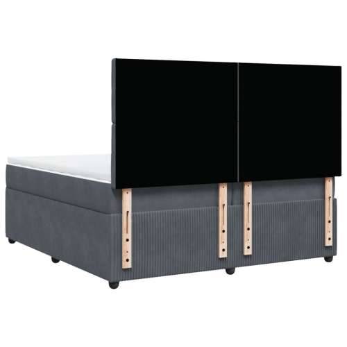 Krevet s oprugama i madracem tamnosivi 200x200 cm baršunasti - Tamno siva 200 x 200 cm gumbi Cijena