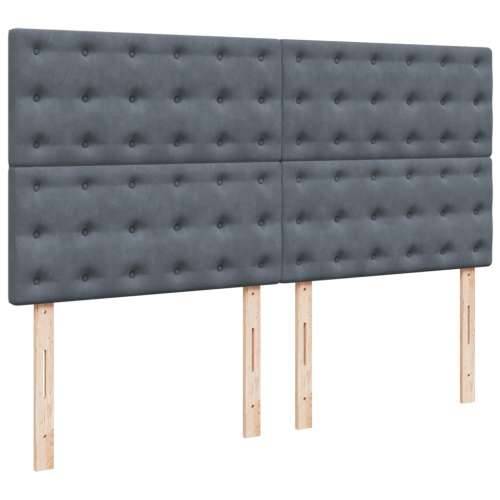 Krevet s oprugama i madracem tamnosivi 200x200 cm baršunasti - Tamno siva 200 x 200 cm gumbi Cijena