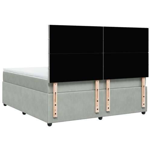 Krevet s oprugama i madracem svjetlosivi 180x200 cm baršunasti - Svjetlosiva 180 x 200 cm Blok s kvadratima Cijena