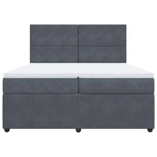 Krevet s oprugama i madracem tamnosivi 200x200 cm baršunasti - Tamno siva 200 x 200 cm Gladak dizajn Cijena