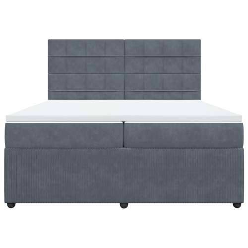 Krevet s oprugama i madracem tamnosivi 200x200 cm baršunasti - Tamno siva 200 x 200 cm Blok s kvadratima Cijena